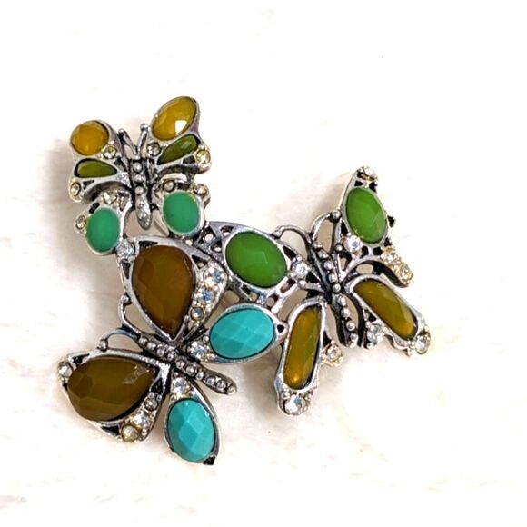 Vintage 90's MONET Three Butterfly Brooche - Picture 9 of 10